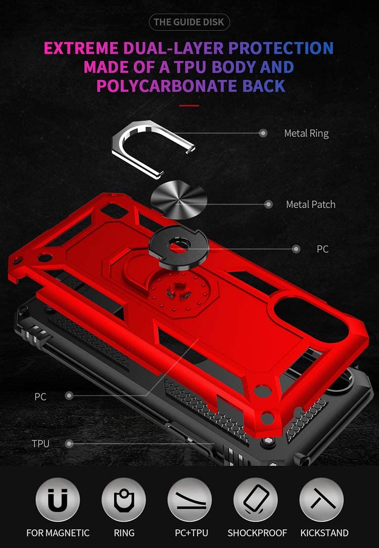 Protectores para celular  para Samsung  A01 Funda reforzada con anillo v2 Rojo